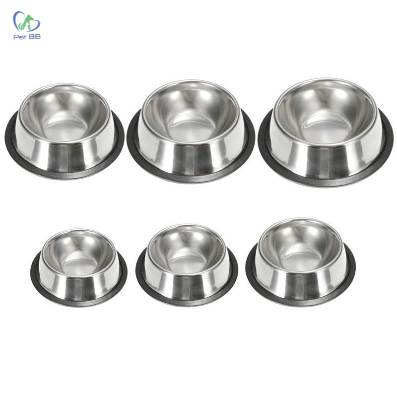 Bát / chén ăn inox chống lật dành cho chó mèo gồm 2 loại bát inox chó sơn màu và bát inox mèo không màu