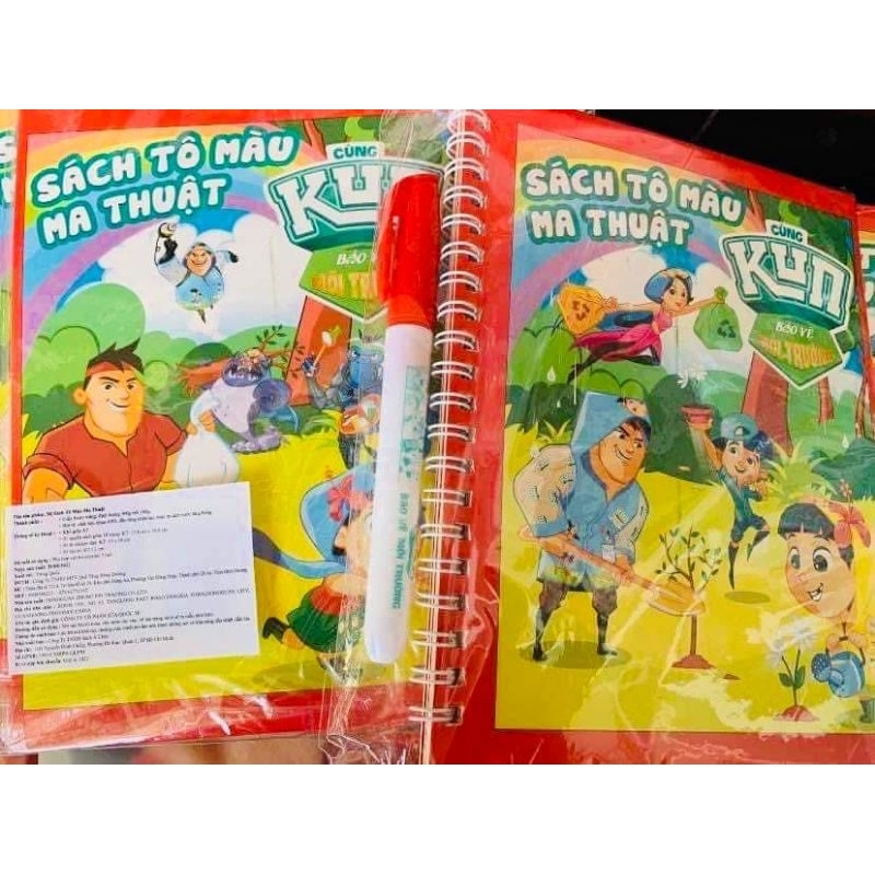 Combo bộ sách bút ma thuật và hộp sáp 12 màu Kun