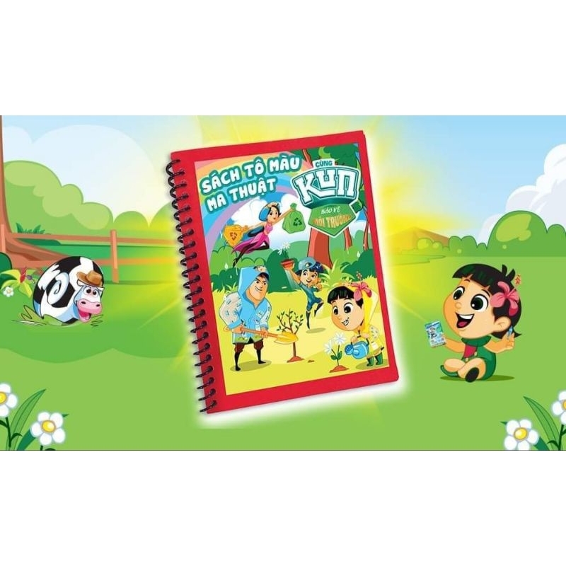 Combo bộ sách bút ma thuật và hộp sáp 12 màu Kun