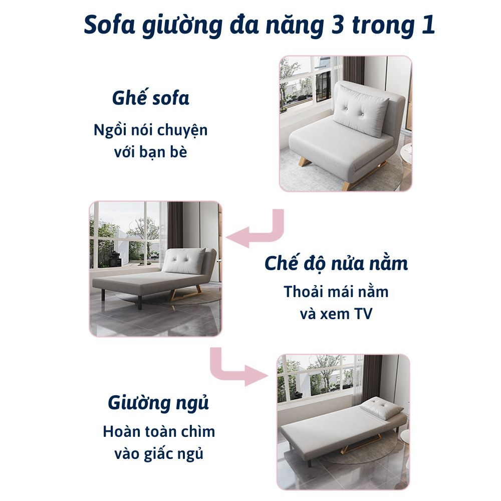 Ghế Sofa Giường Gấp Gọn Phong Cách Hàn Quốc , Giường Sofa Đa Năng Cao Cấp Mẫu Mới Khung Thép Chắc Chắn, Sofa Bed