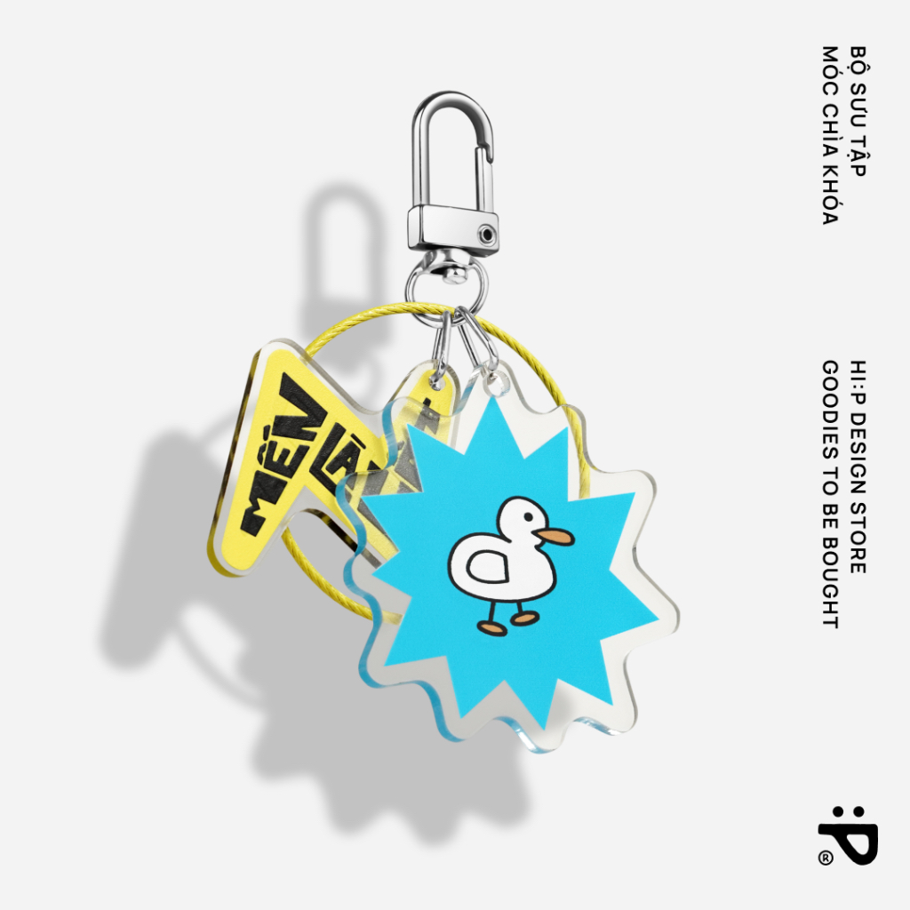 Móc chìa khóa HI PIECES Keychain Bộ sưu tập Ngộ Nghĩnh Phố - Vịt dính Crush - treo chìa khóa, điện thoại, phụ kiện