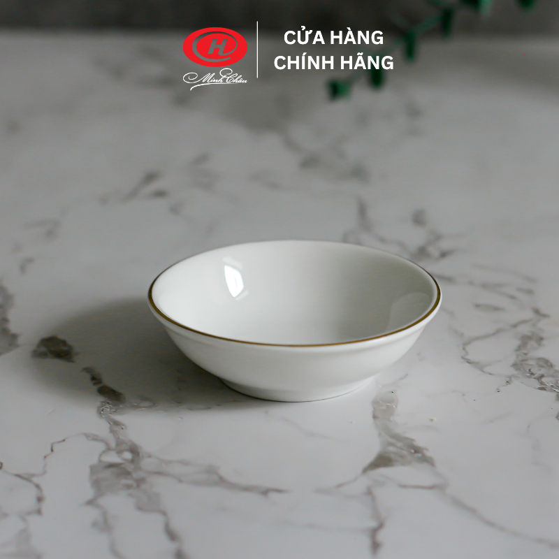 Đĩa chấm viền vàng sứ Minh Châu 8cm - D01vv