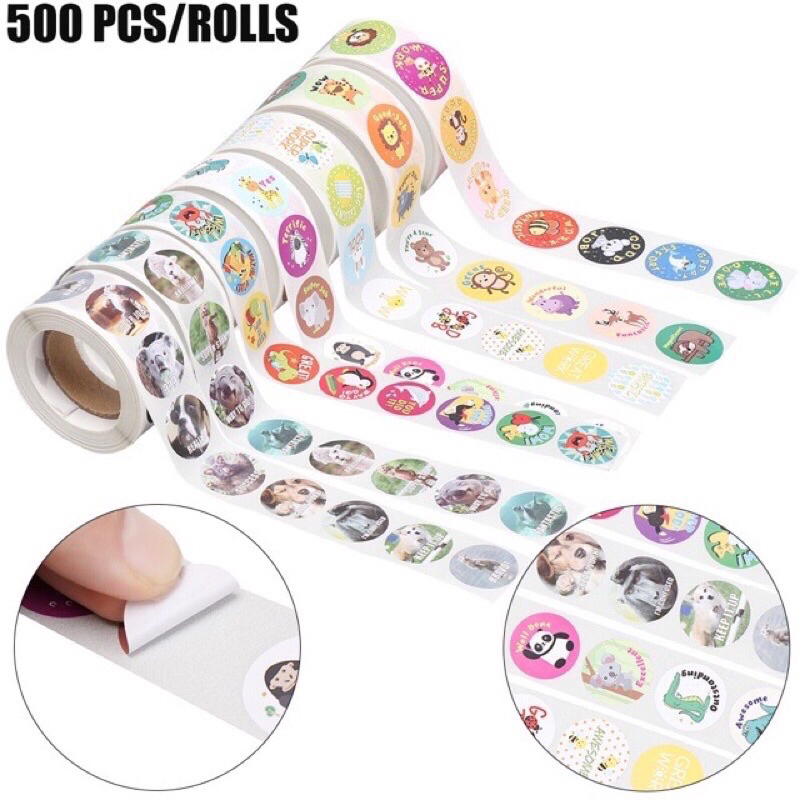 Cuộn 500 Sticker decal hình dán khen thưởng kích thước 1 ink