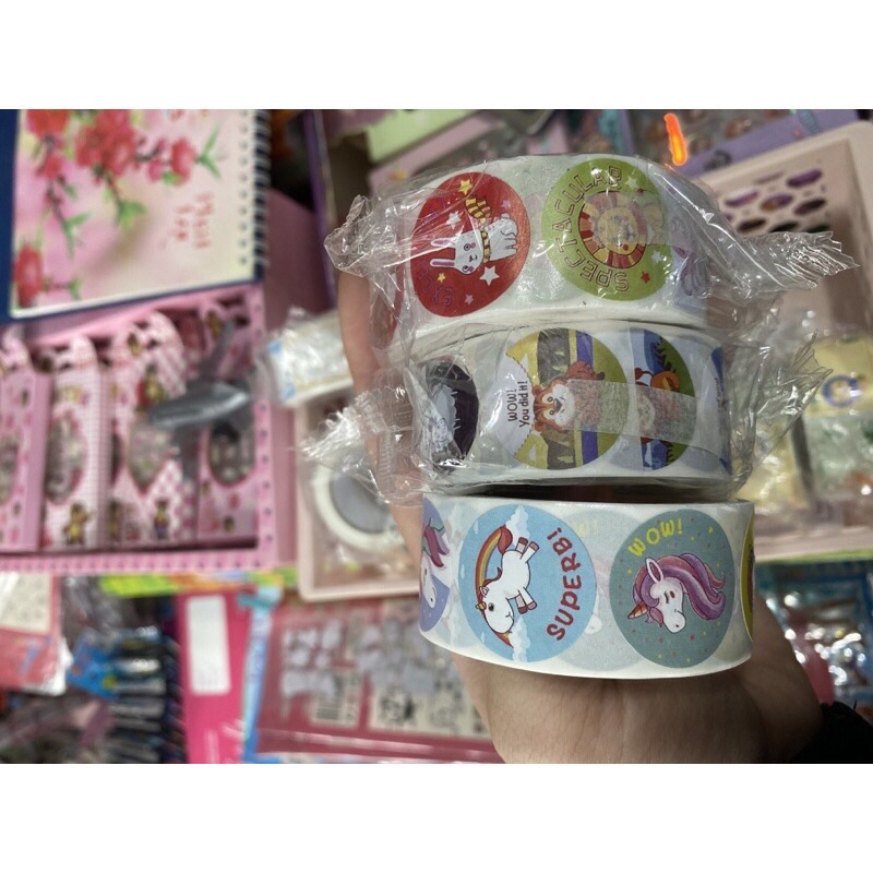 Cuộn 500 Sticker decal hình dán khen thưởng kích thước 1 ink