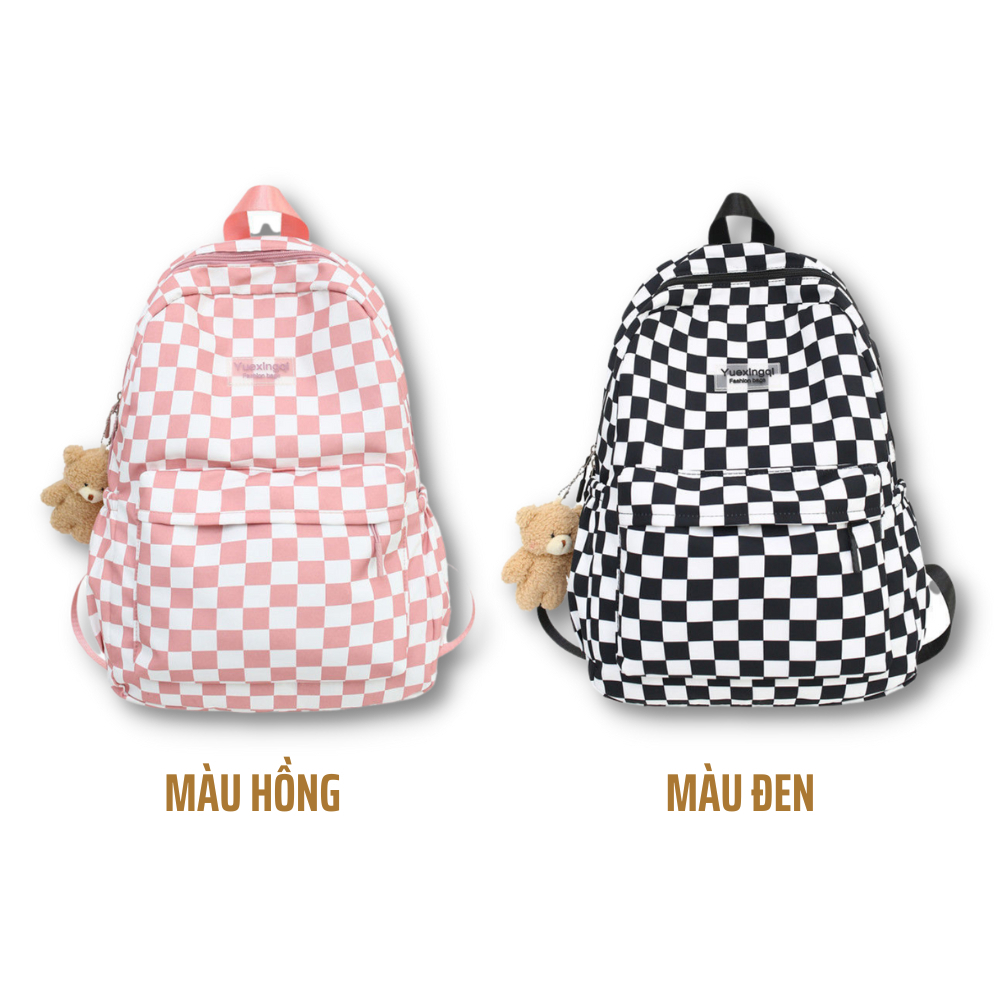Balo caro balo ulzzang chống nước unisex vải dù đi học thời trang