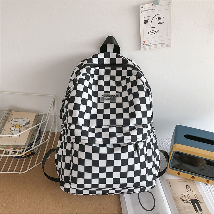 Balo caro balo ulzzang chống nước unisex vải dù đi học thời trang