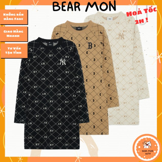 Đầm MLB Women's Diamond Monogram Jacquard Slim Fit Dress New York Yankees Boston Red Sox 3Fopm0334 màu đen trắng nâu