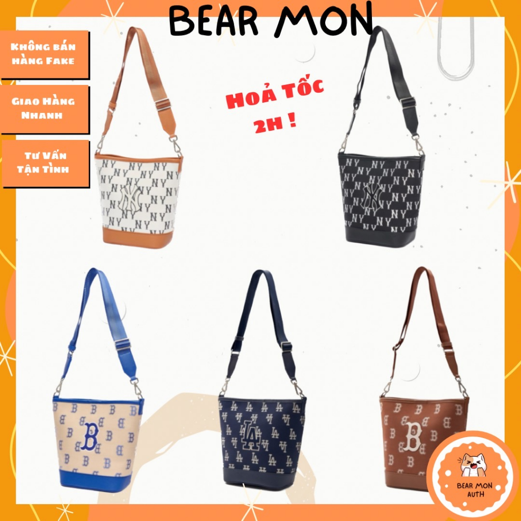 Túi MLB Big Classic Monogram Jacquard New Bucket Bag New York Yankees 3Abml023N màu đen trắng kem kogo chữ b màu xanh