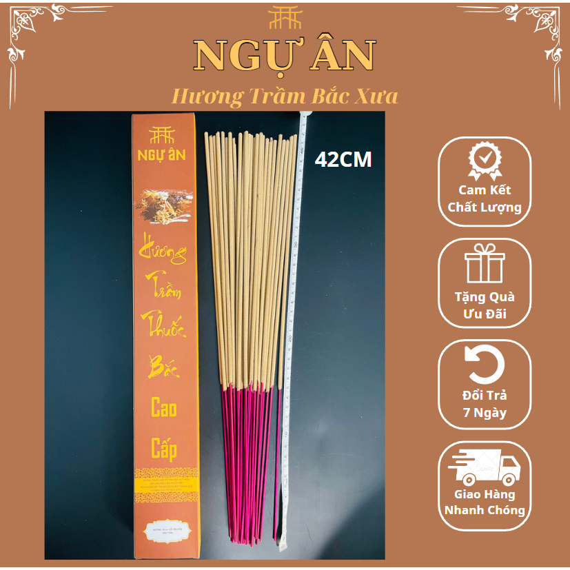 Hộp 100 que 42cm Hương Trầm 36 vị thuoc bắc Cao Thôn ít khói không hóa chất