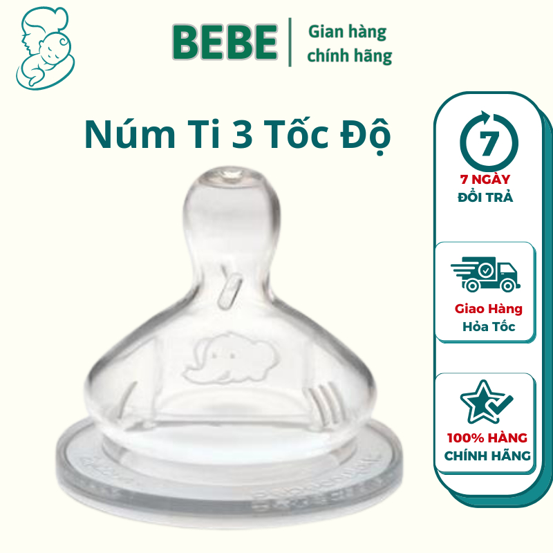 Vỉ núm ti cho bé Bebe Confort cổ rộng chất liệu silicone mềm mại an toàn tuyệt đối cho bé