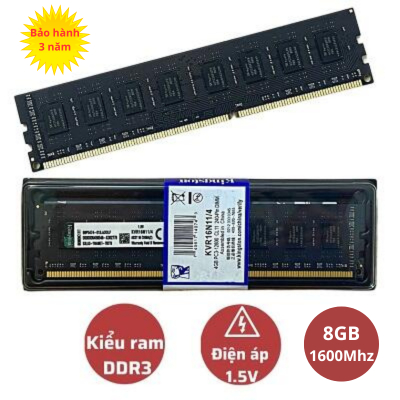 RAM Kingston 8Gb DDR3 Bus 1600Mhz Mới 100% bảo hành 3 năm - kèm ảnh thật