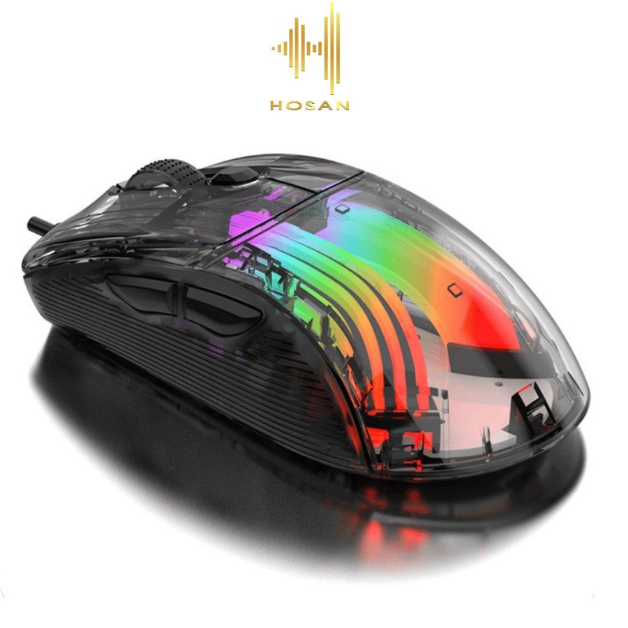 Chuột chơi game có dây HOSAN xunfox XYH10 thiết kế trong suốt với đèn led RGB độc đáo