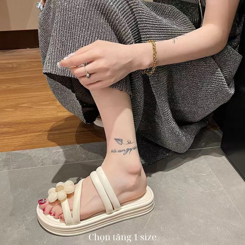 Dép Nữ Đính Hoa Quai Dây Mẫu Mới Trẻ Trung Dép Cún Xinh Dễ Thương MS628
