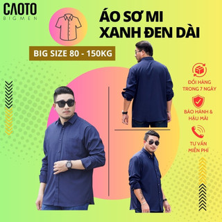 Áo Sơ Mi Xanh Đen Big Size Nam Dài Tay Size Lớn 2XL 3XL 4XL 5Xl 6XL 7XL 8XL