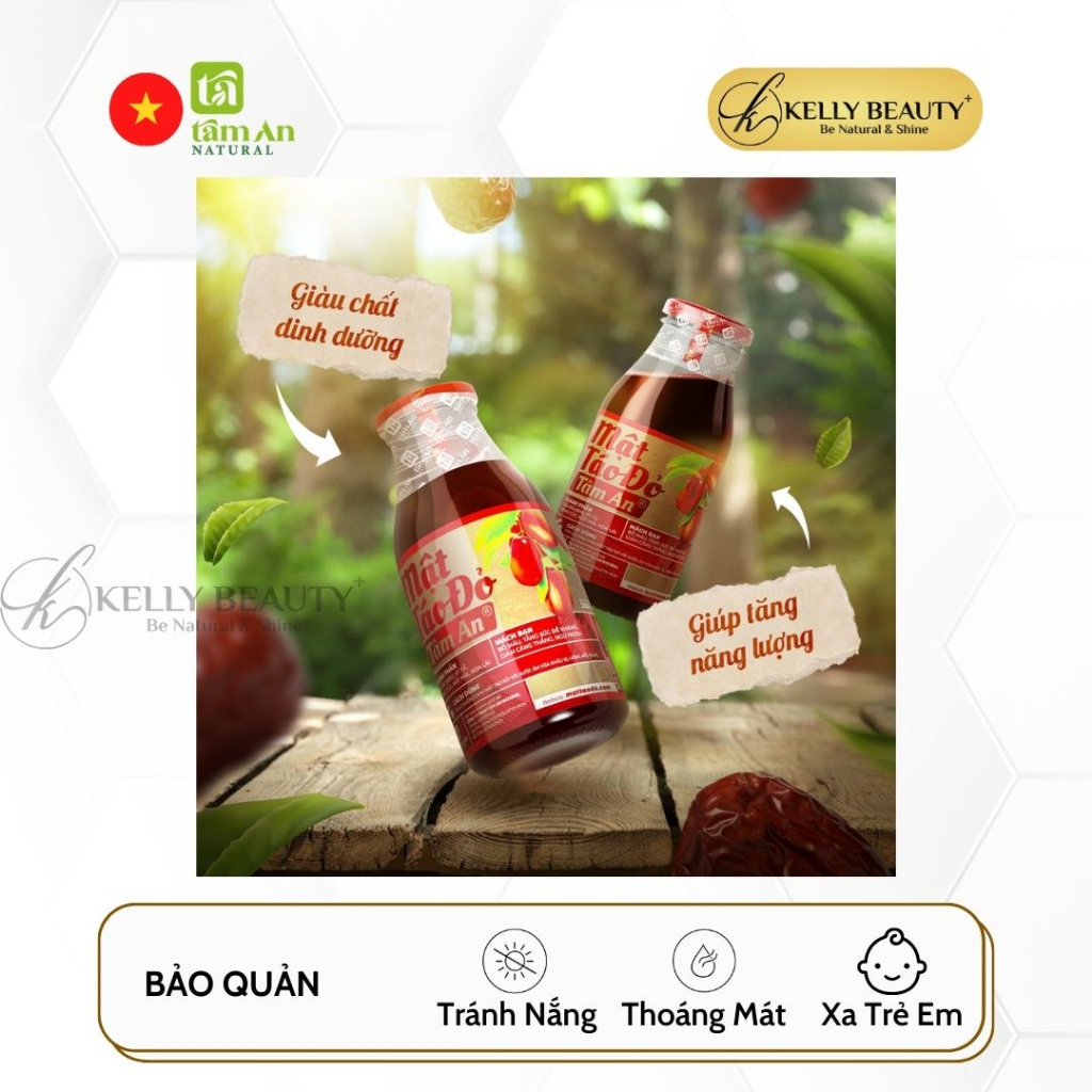 Mật Táo Đỏ Tâm An Thuần Chay - Bồi Bổ Khí Huyết, Da Tươi Trẻ Hồng Hào; Ngủ Ngon - Kelly Beauty