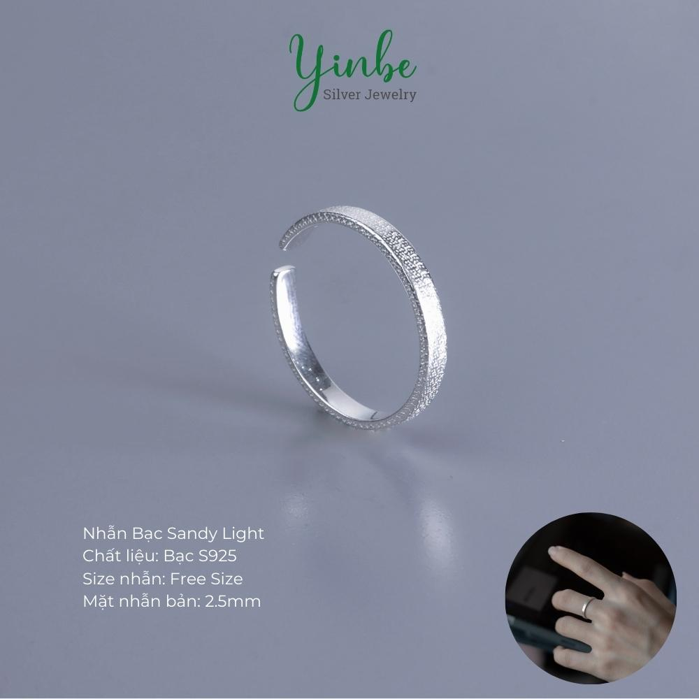 Nhẫn Bạc Nữ Sandy Light Yinbe Silver, Nhẫn Bạc Phay Cát Sáng Lấp Lánh, Bạc 925, YR059