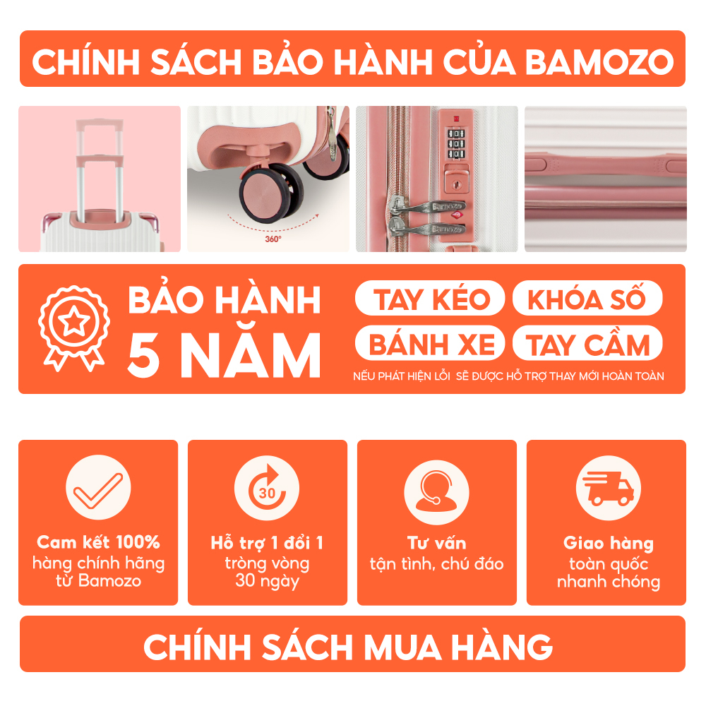 Vali Du Lịch Bamozo 8809 Size 20 Xách Tay Bo Góc Chống Va Đập Bảo Hành 5 Năm