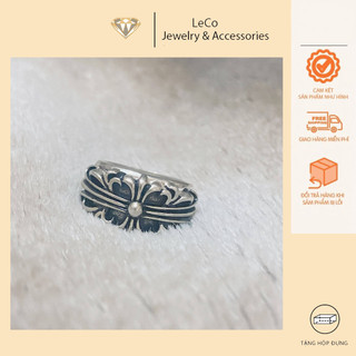 Nhẫn Chrome Hearts bạc 925 Nhẫn bạc nam nữ đẹp Hoa văn chromeheart bản cao cấp, trang sức bạc Leco