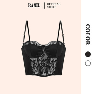 Áo bra ren nữ có gọng đệm mỏng nâng ngực, áo corset vintage trắng SS09 Basil Official