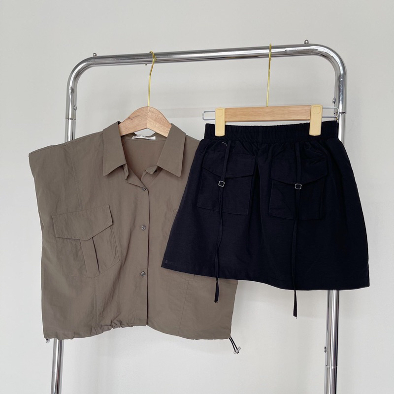 🎉 𝒏𝒆𝒘 𝒊𝒏 - Set sơ mi gió ngắn 🍑