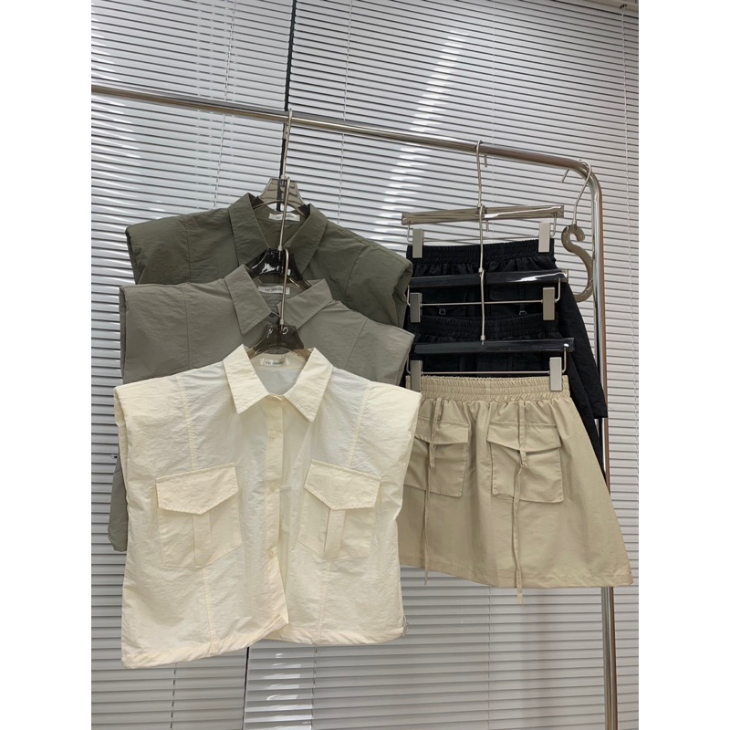 🎉 𝒏𝒆𝒘 𝒊𝒏 - Set sơ mi gió ngắn 🍑