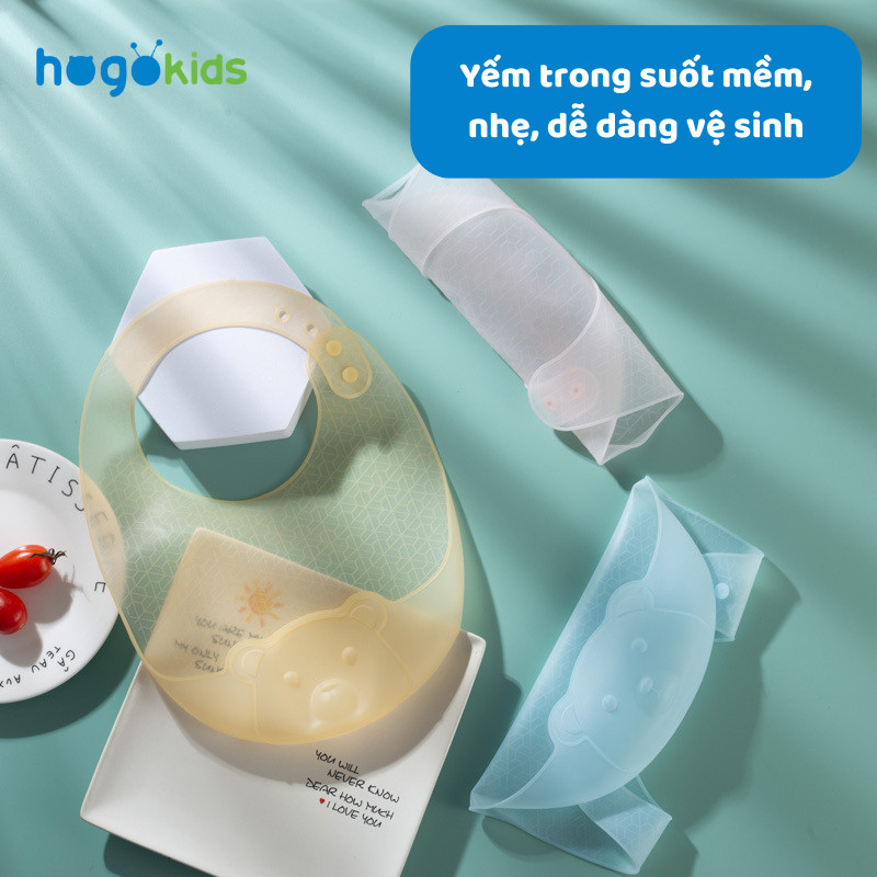 Yếm Ăn Dặm Silicone Dẻo Trong Suốt Dadoo Siêu Nhẹ Hình Gấu Chống Thấm Giúp Bé Dễ Dàng Hơn Trong Quá Trình Ăn Dặm