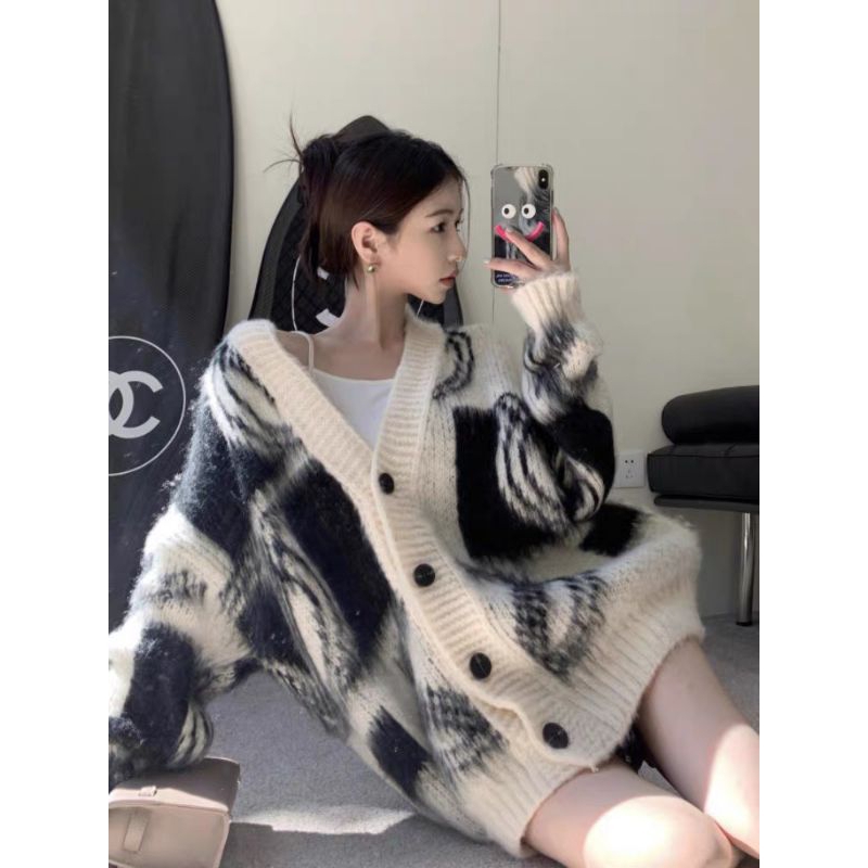 Áo cardigan hoạ tiết from rộng dáng dài hàng quảng châu cao cấp chất liệu dày dặn hottrend