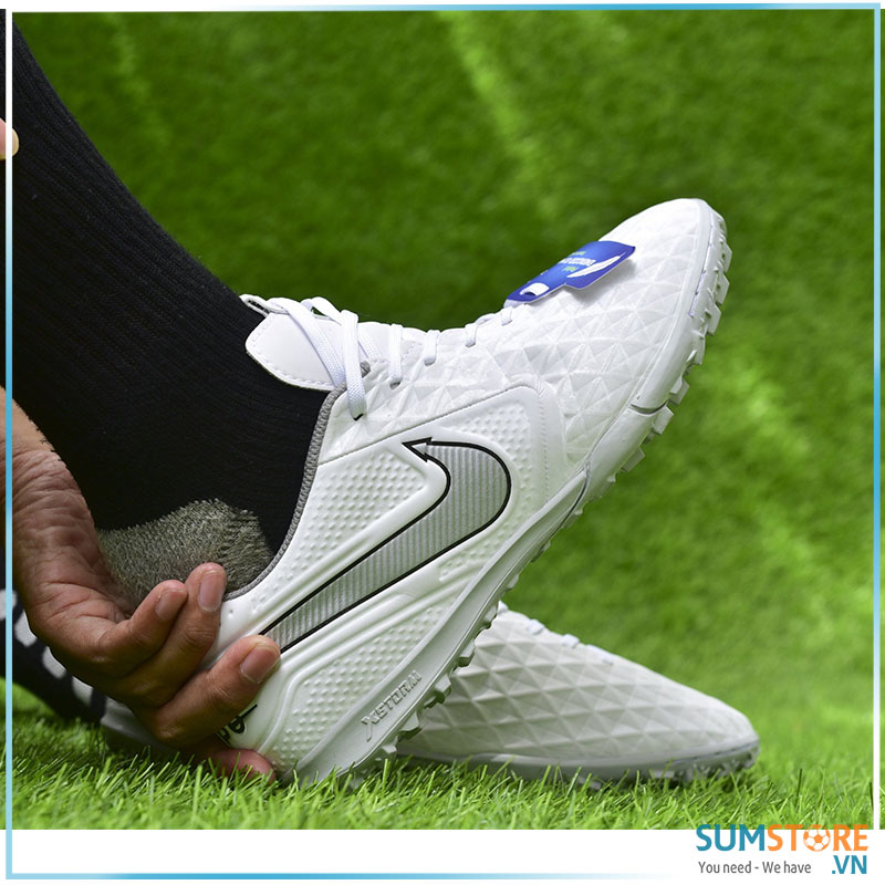 Giày Đá Banh Tiempo Trắng Bạc Cao Cấp 2022 - Giày Bóng Đá Mới Đẹp