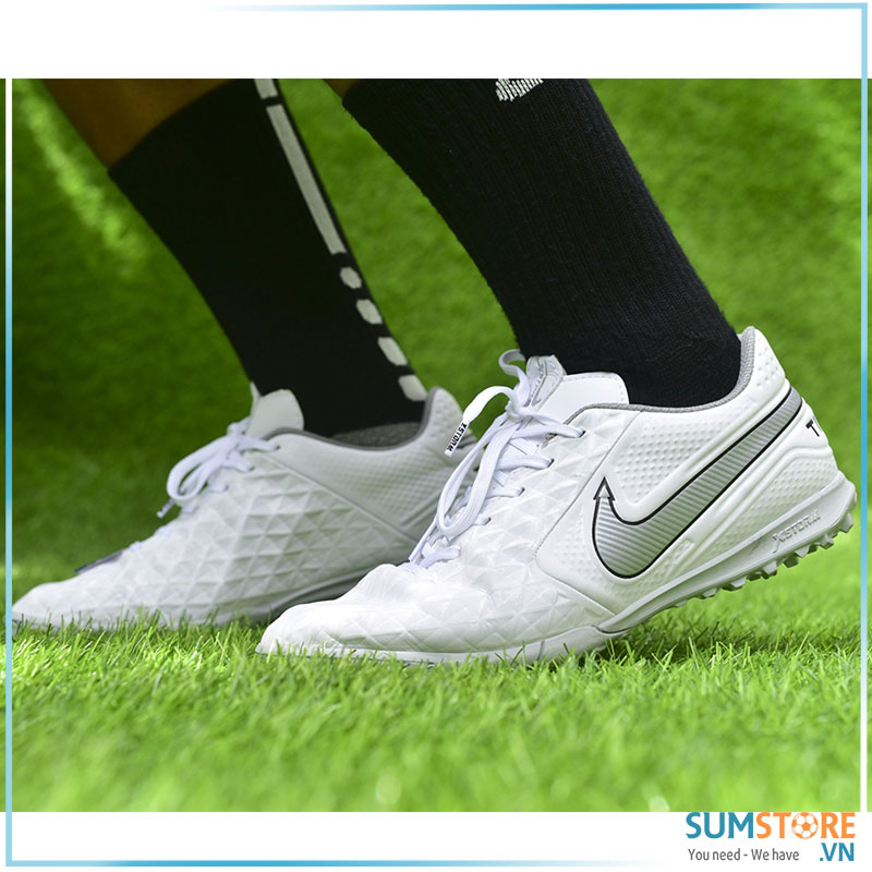 Giày Đá Banh Tiempo Trắng Bạc Cao Cấp 2022 - Giày Bóng Đá Mới Đẹp