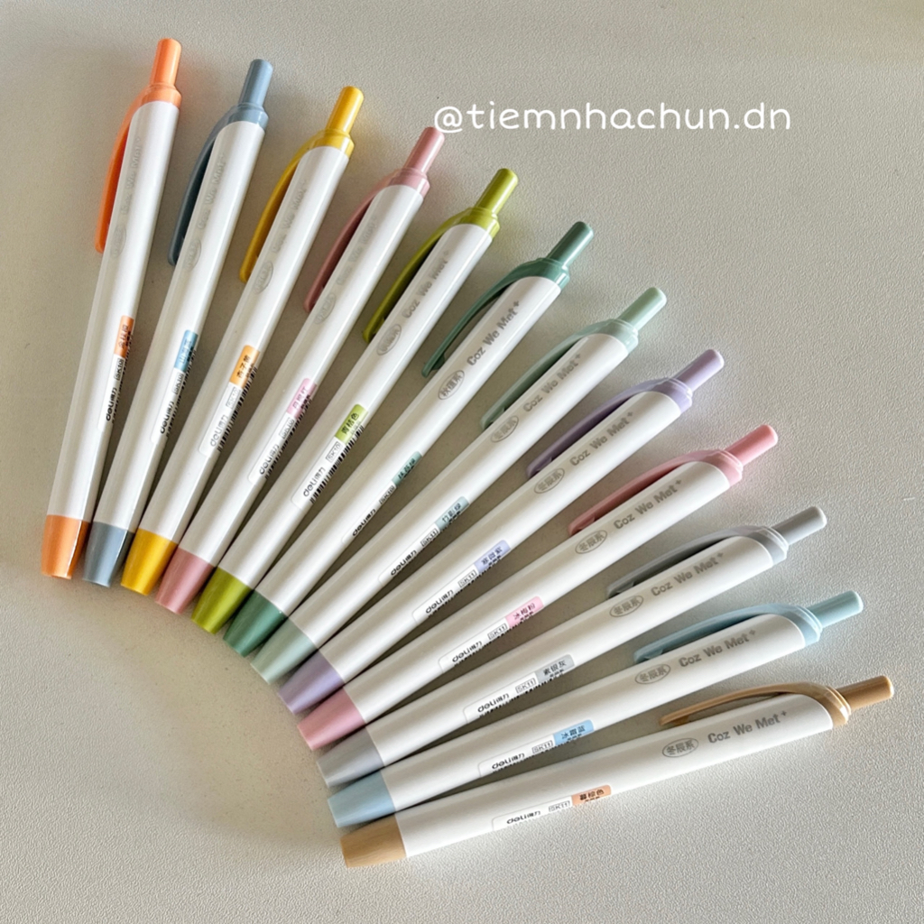 SET 6 BÚT HIGHLIGHT DELI DẠNG BẤM  - tiệm nhà chun