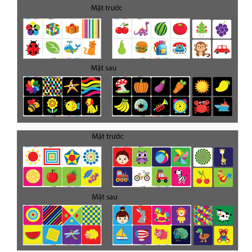Sách - 80 Thẻ Flash Card KÍCH THÍCH THỊ GIÁC cho trẻ sơ sinh 0-1 Tuổi
