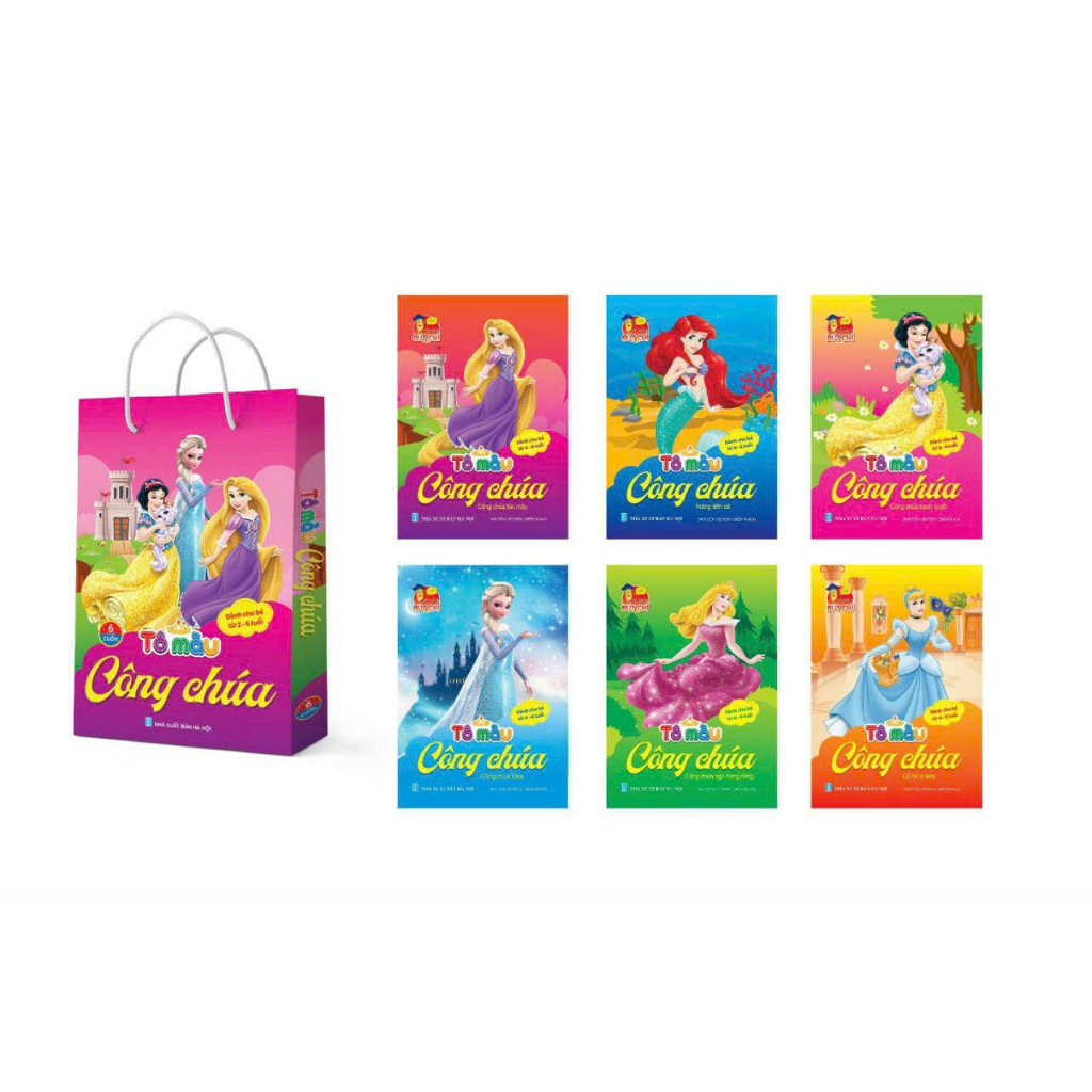 Sách - Bộ 6 Cuốn Tô Màu Công Chúa Cho Bé 3 - 6 Tuổi