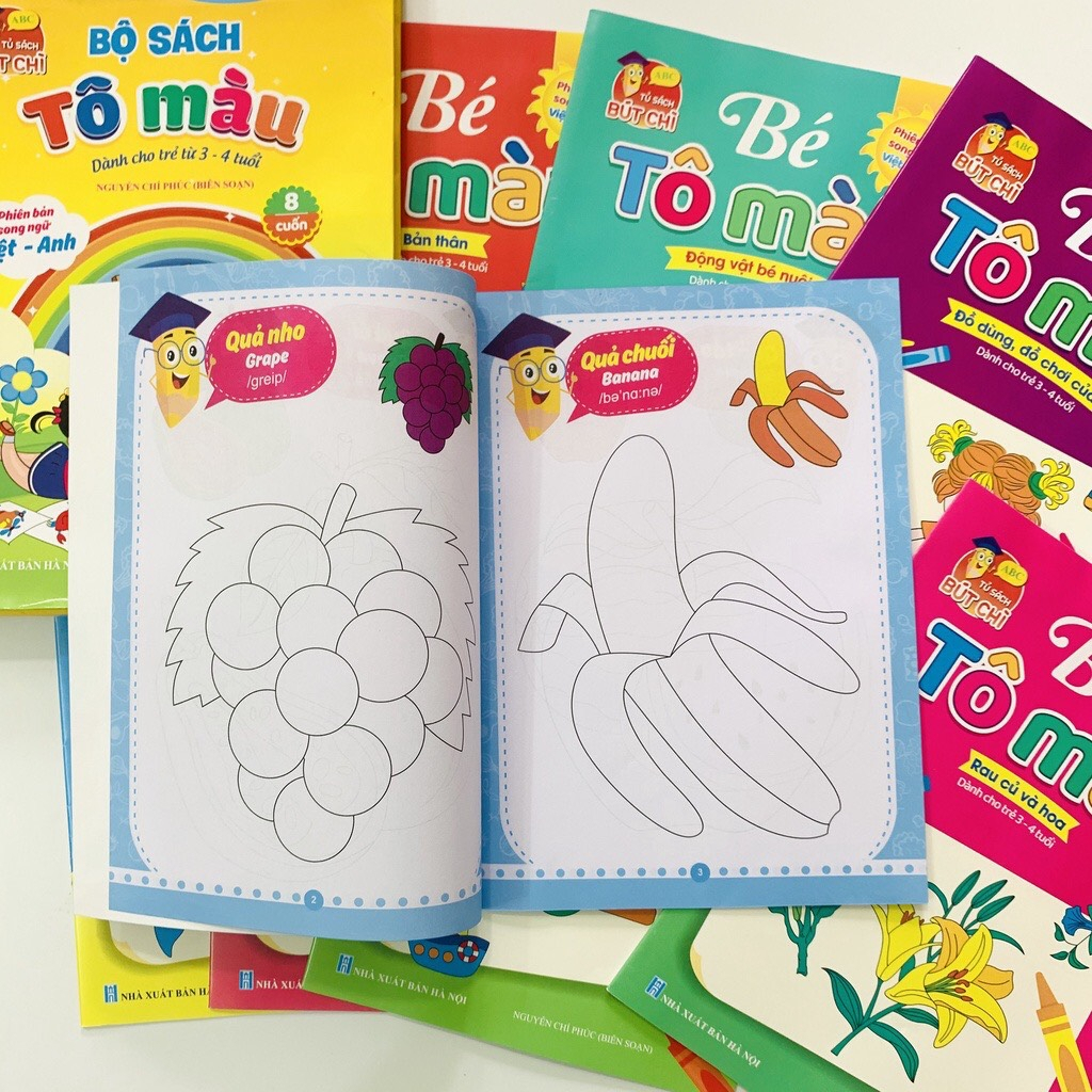 Sách - Bộ 8 Cuốn Tô Màu Cho Bé Từ 3 - 4 Tuổi .