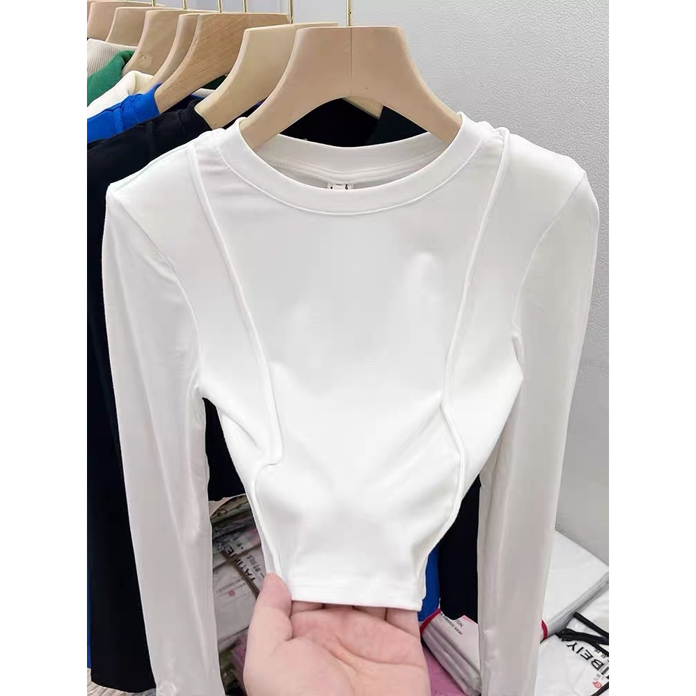 Áo Thun Nữ Dáng Croptop Tay Dài Xỏ Ngón Kiểu Trơn Nhiều Màu