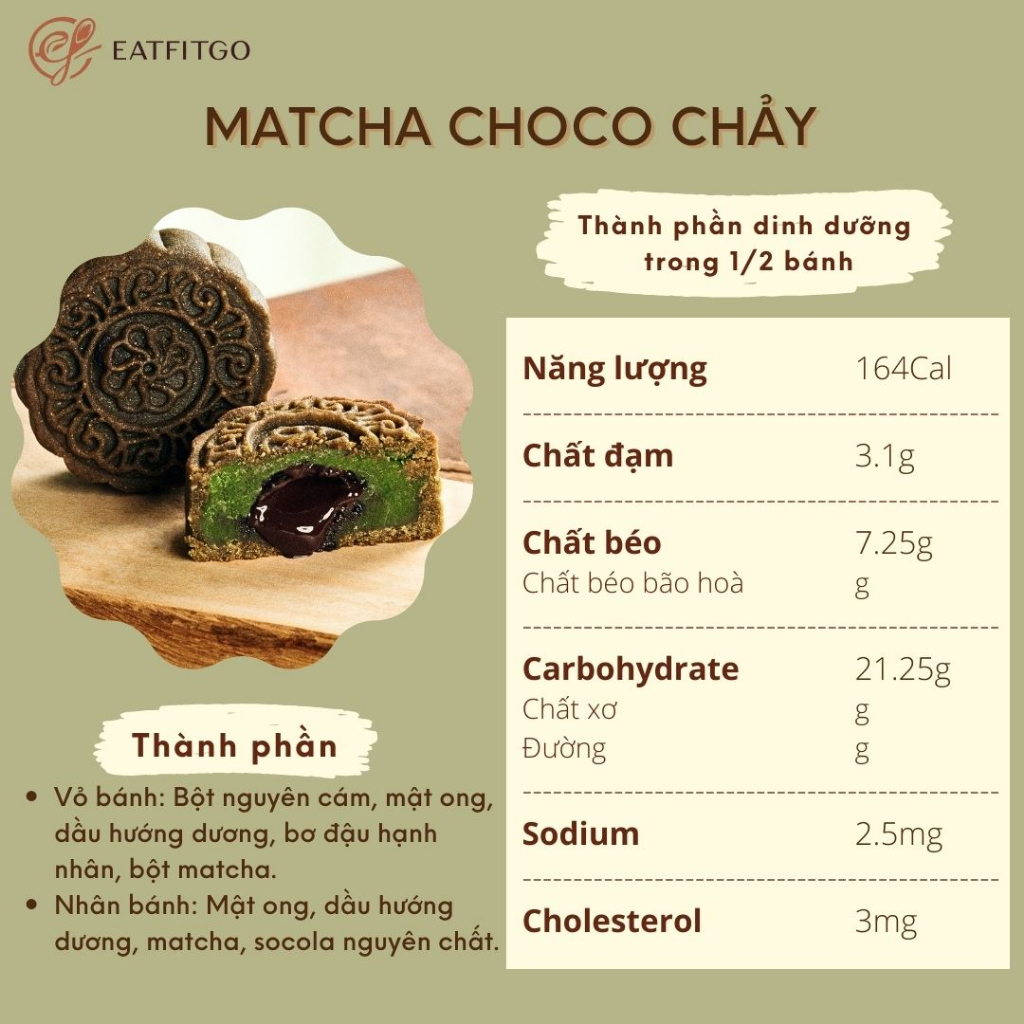 MATCHA CHOCO CHẢY - Bánh trung thu healthy