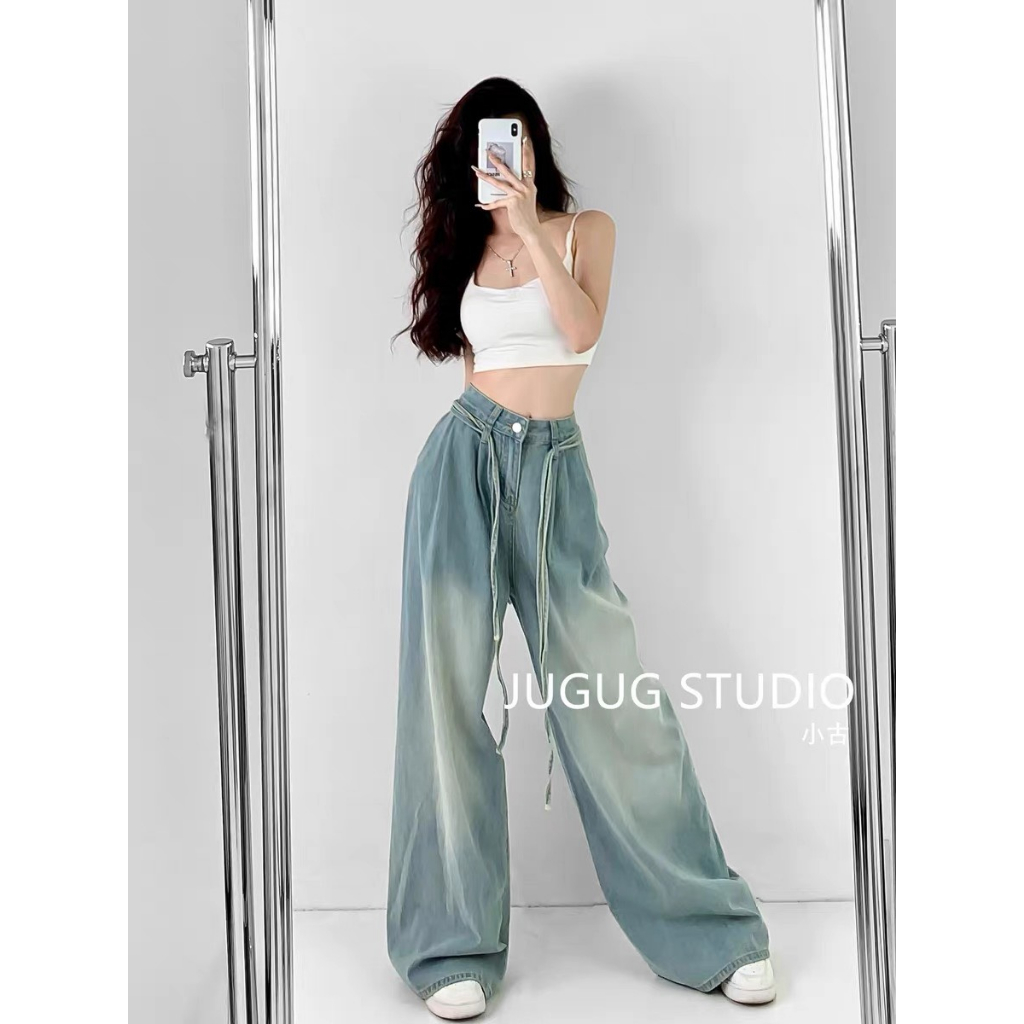 Jeans xanh nhiều dây