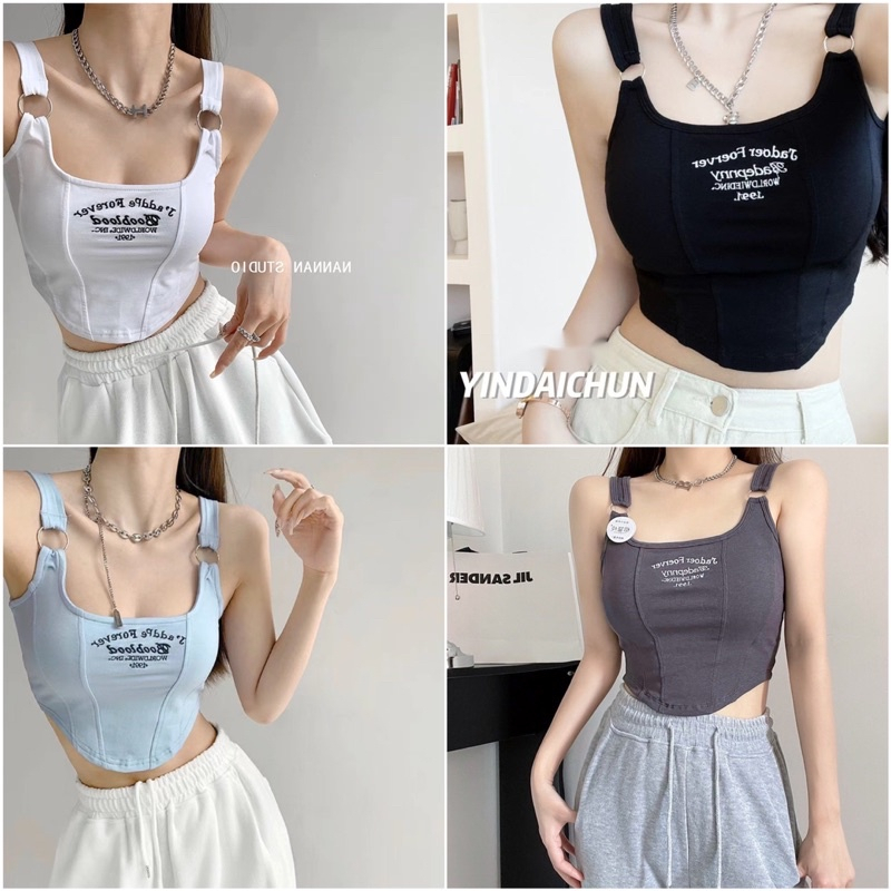 Porozi Áo croptop Spice Girl Áo tank top Ôm Dáng Không Tay Màu Trắng Phong Cách Mới Mùa Hè Cho Nữ | BigBuy360 - bigbuy360.vn