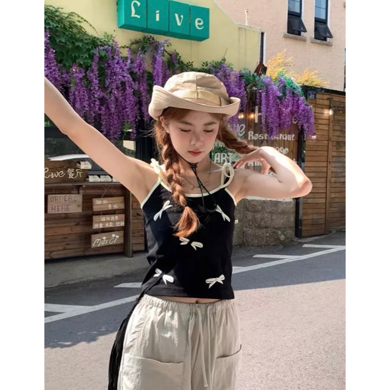 Áo 2 dây mùa hè đính nơ dễ thương By.camcam