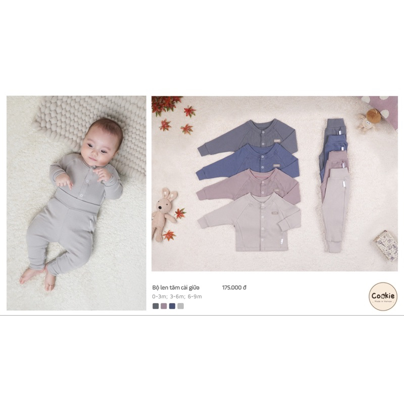 Bộ sơ sinh len dài tay Cookie cho bé trai bé gái thời trang thu đông 2022