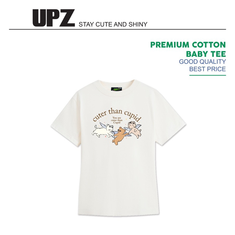 UPZ Áo Thun Cotton Baby Tee Nữ Tay Ngắn In Hoạ Tiết Cuter Than Cupid (3 Màu)