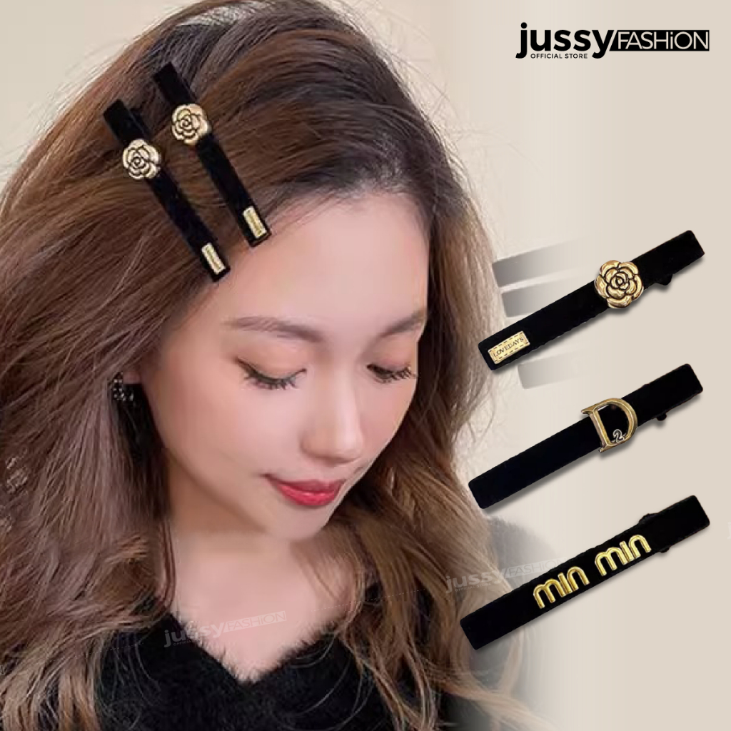 Set 3 Kẹp Bấm Mái Icon Dễ Thương Loại To Jussy Official Kiểu Kẹp Tóc Mái Màu Đen Sang Chảnh Hot Trend