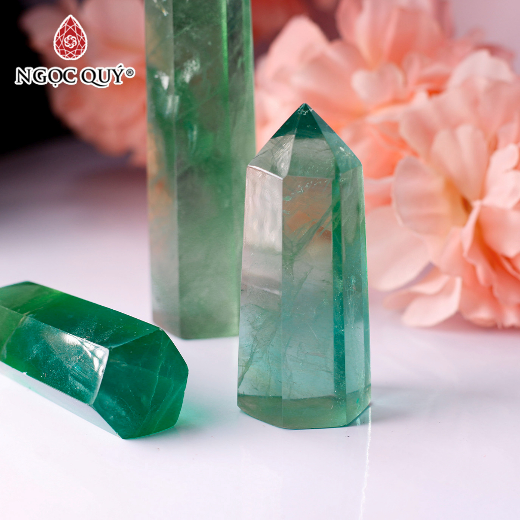 Vật phẩm trưng bày trụ đá flourite xanh - Ngọc Quý