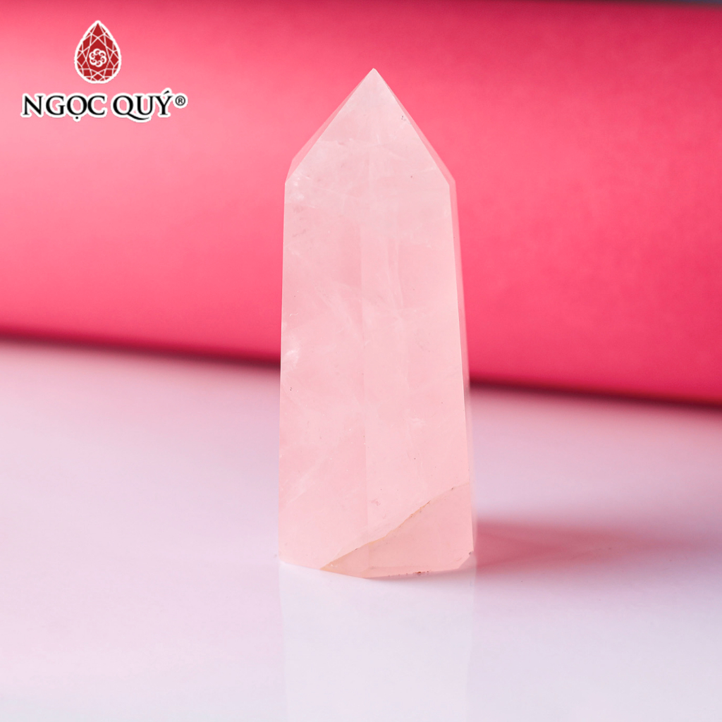 Vật phẩm trưng bày trụ đá Rose Quartz - Ngọc Quý