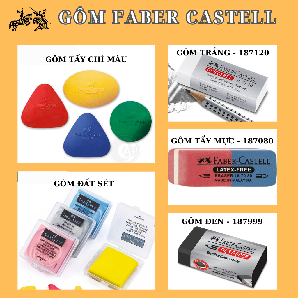Gôm Tẩy Faber Castell - Gôm Tẩy Chì , Gôm Tẩy Mực, Gôm Đất Sét