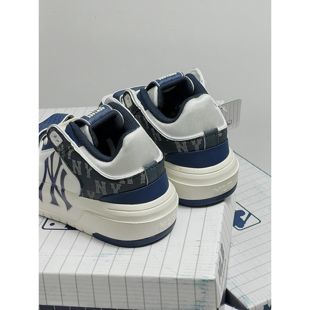 HOT Giày thể thao MLB Chữ NY màu Đen Basic New York Yankees, Chunky NY cao cổ quai dán đen trắng GIÀY QC