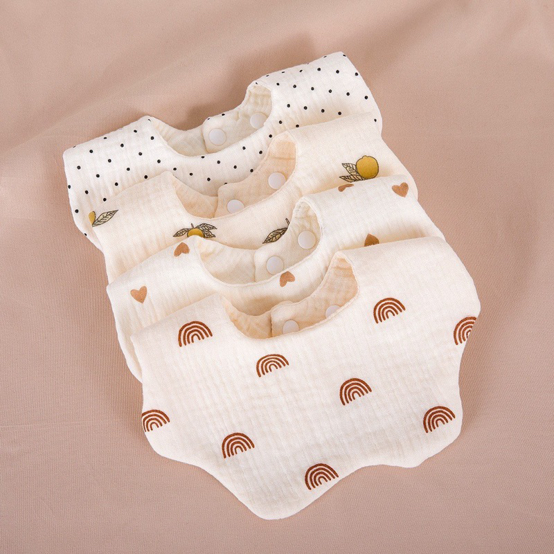 Yếm tròn xô muslin mềm mịn cho bé trai bé gái