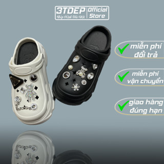 Dép sục crocs nữ thời trang BTDEP, đế cao 7cm, sticker đính ngọc cao cấp, chọn chuẩn size