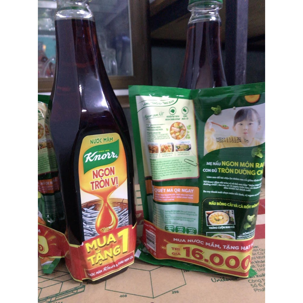 Nước mắm Knorr tròn vị 750ml tặng 1 bịch hạt nêm 150g