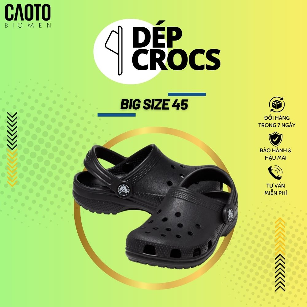 Dép Bít Mũi Crocs Nam Bayaband Màu Đen Big Size - Dép Crocs Nam Big Size 45 46 47 48