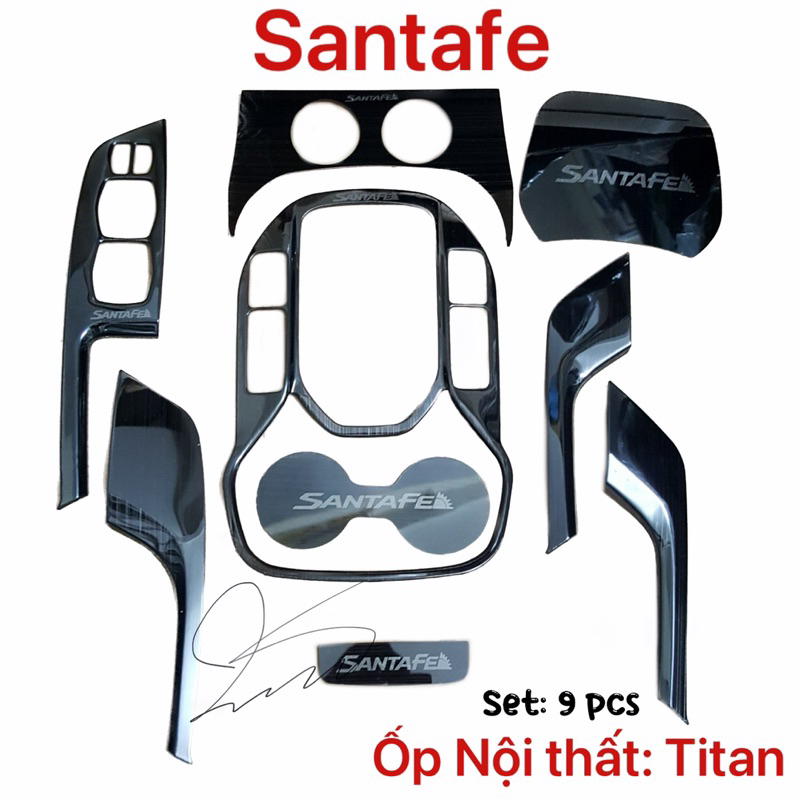 Ốp nội thất titan xe Santafe 2015 2016 2017 2018 titan titanium vân xước đen